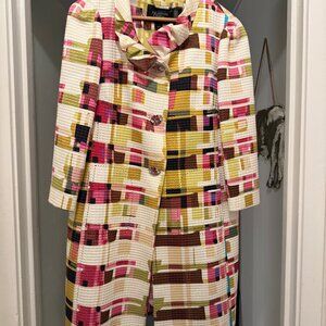 Colorful Coat with Jeweled Buttons